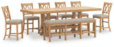 Best Deals Furniture - Ashley Furniture - Havonplane Counter Height Dining Table, 6 Barstools and Bench - Counter Height Dining Table, 6 Barstools and Bench - D773D5